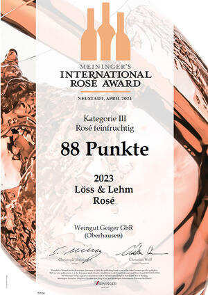 2023 ROSÉ: 88 PUNKTE BEI MEININGERS ROSÉ AWARD 2024
